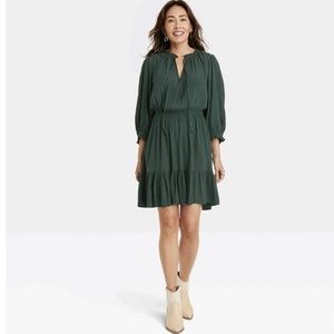 Knox Rose Folkloric Sleeved Dress Green Size 2X NWT